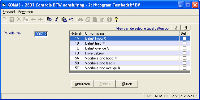 Controle BTW aansluiting